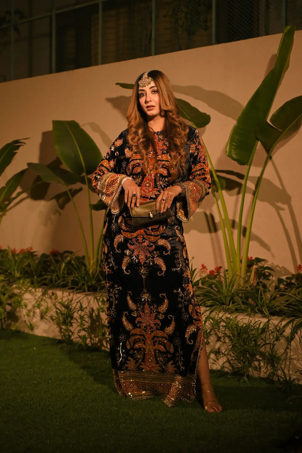 Midnight Black Luxe Kaftan by RAAYA