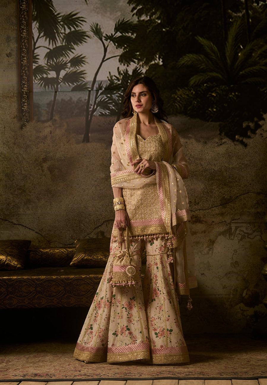 FIRDAUS STRAIGHT KURTA  GHARARA SET