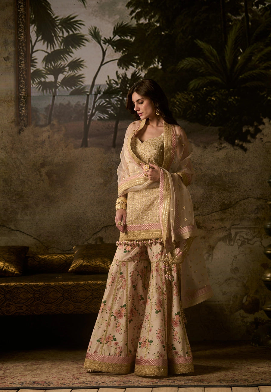 FIRDAUS STRAIGHT KURTA  GHARARA SET