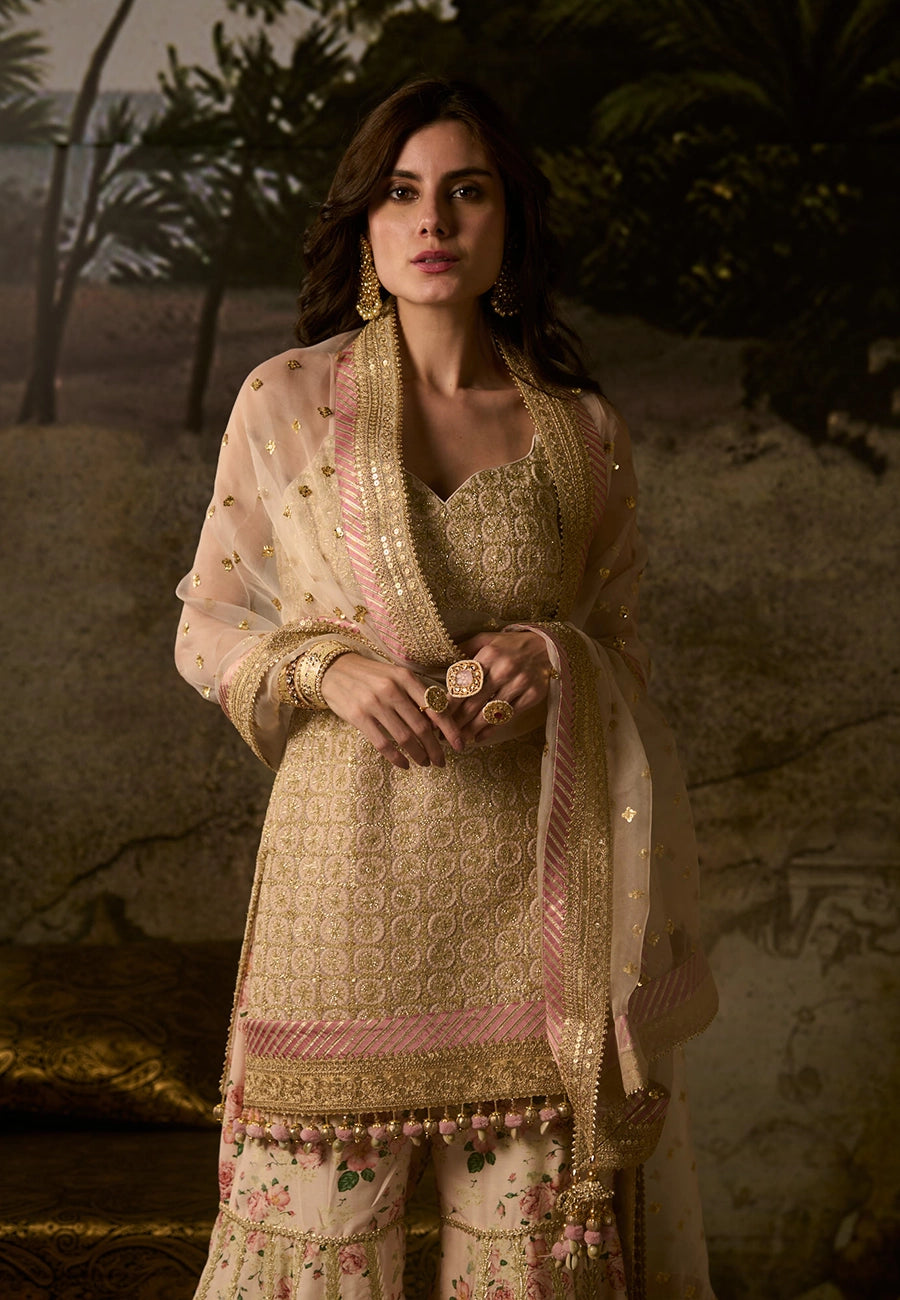 FIRDAUS STRAIGHT KURTA  GHARARA SET